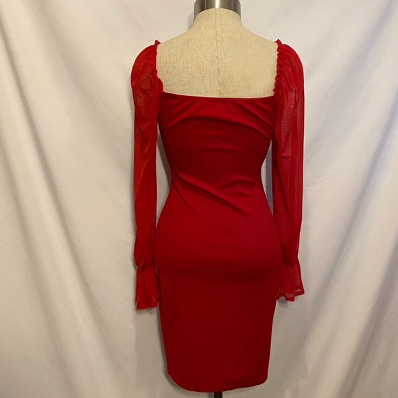 Chocolate USA red long sleeve red small mini dress - Picture 2 of 8